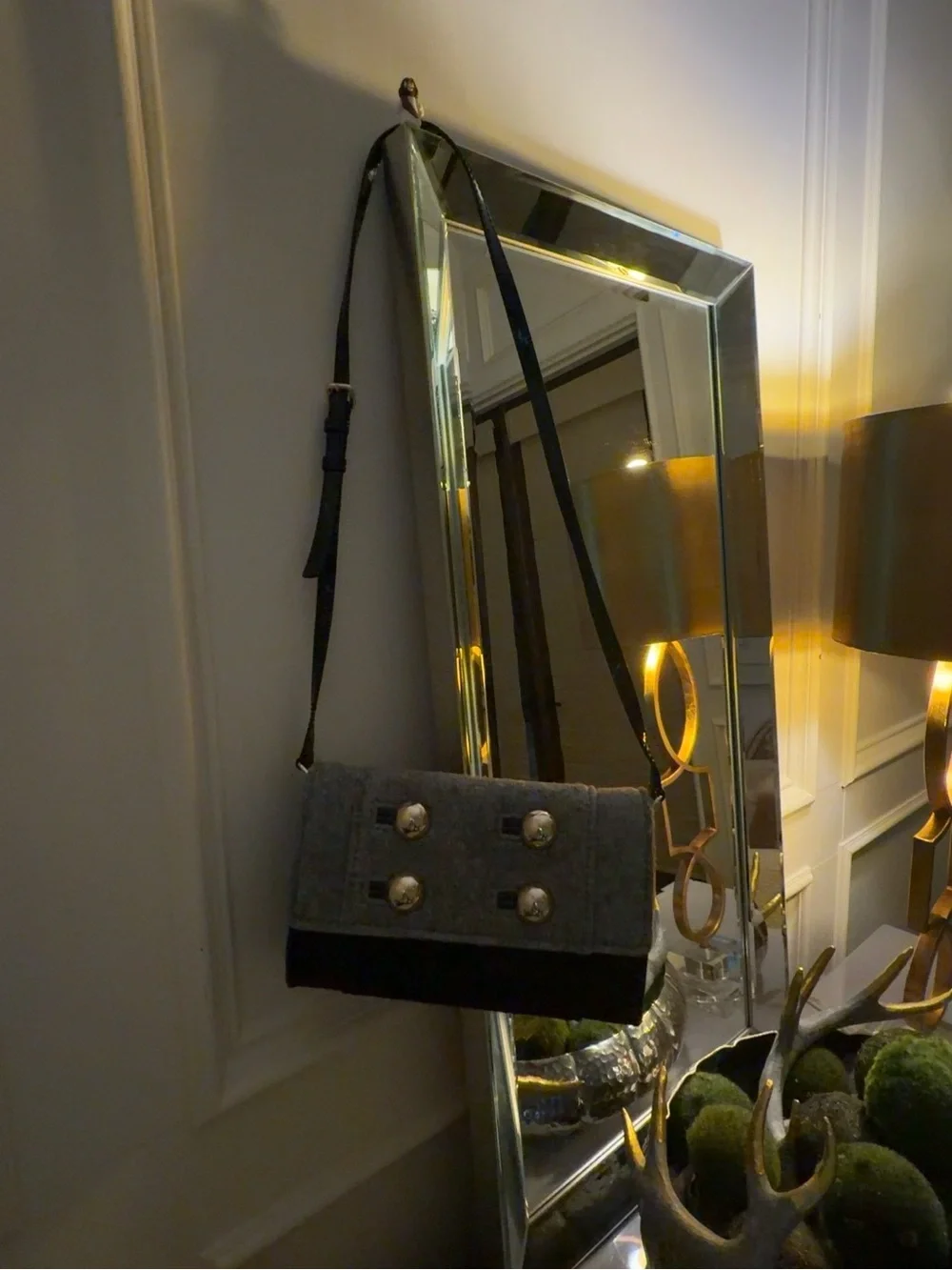 Kate Spade New York  Gray and Black Felt Crossbody with Buttons